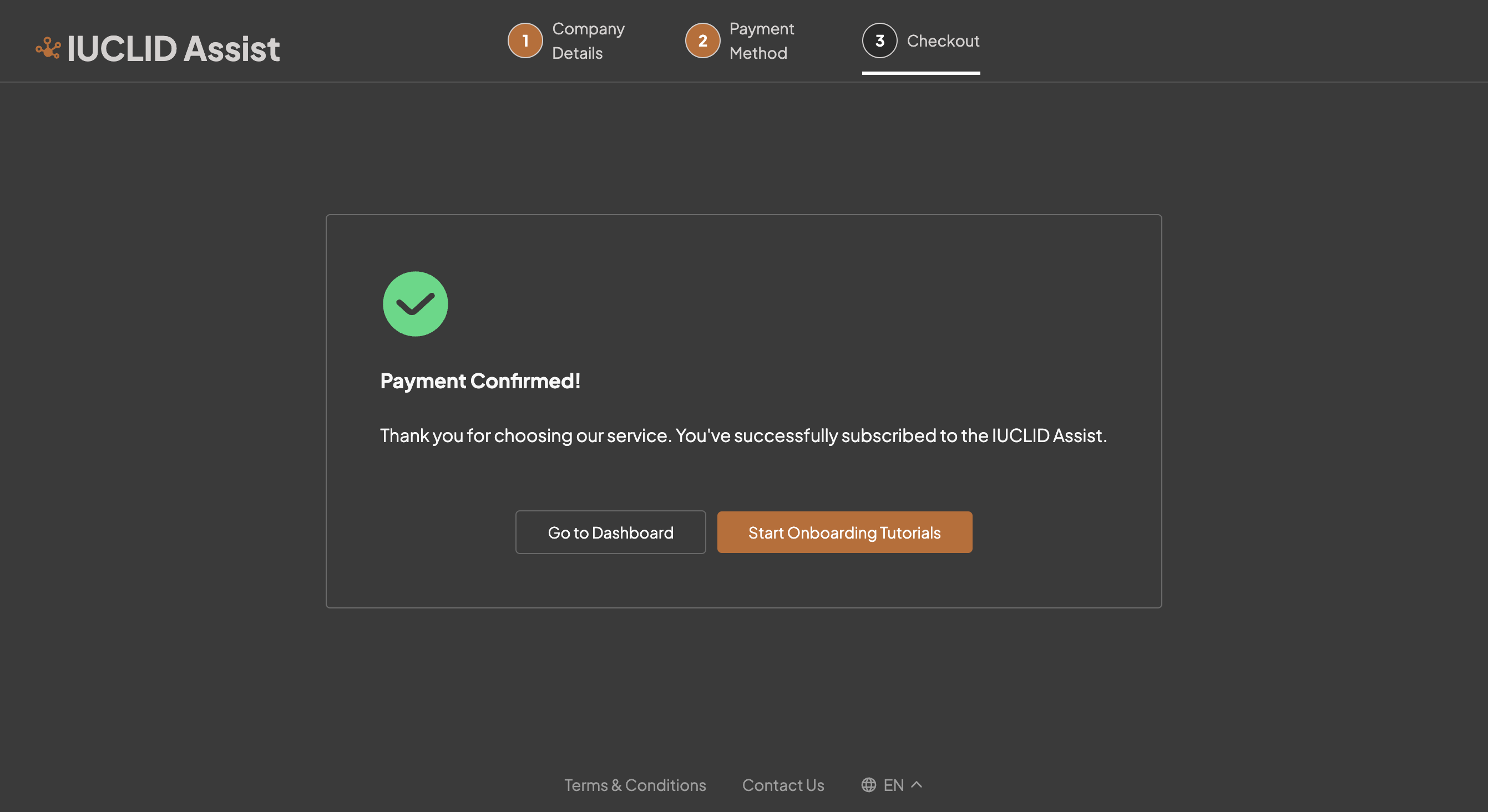 screenshot of payment confirmation