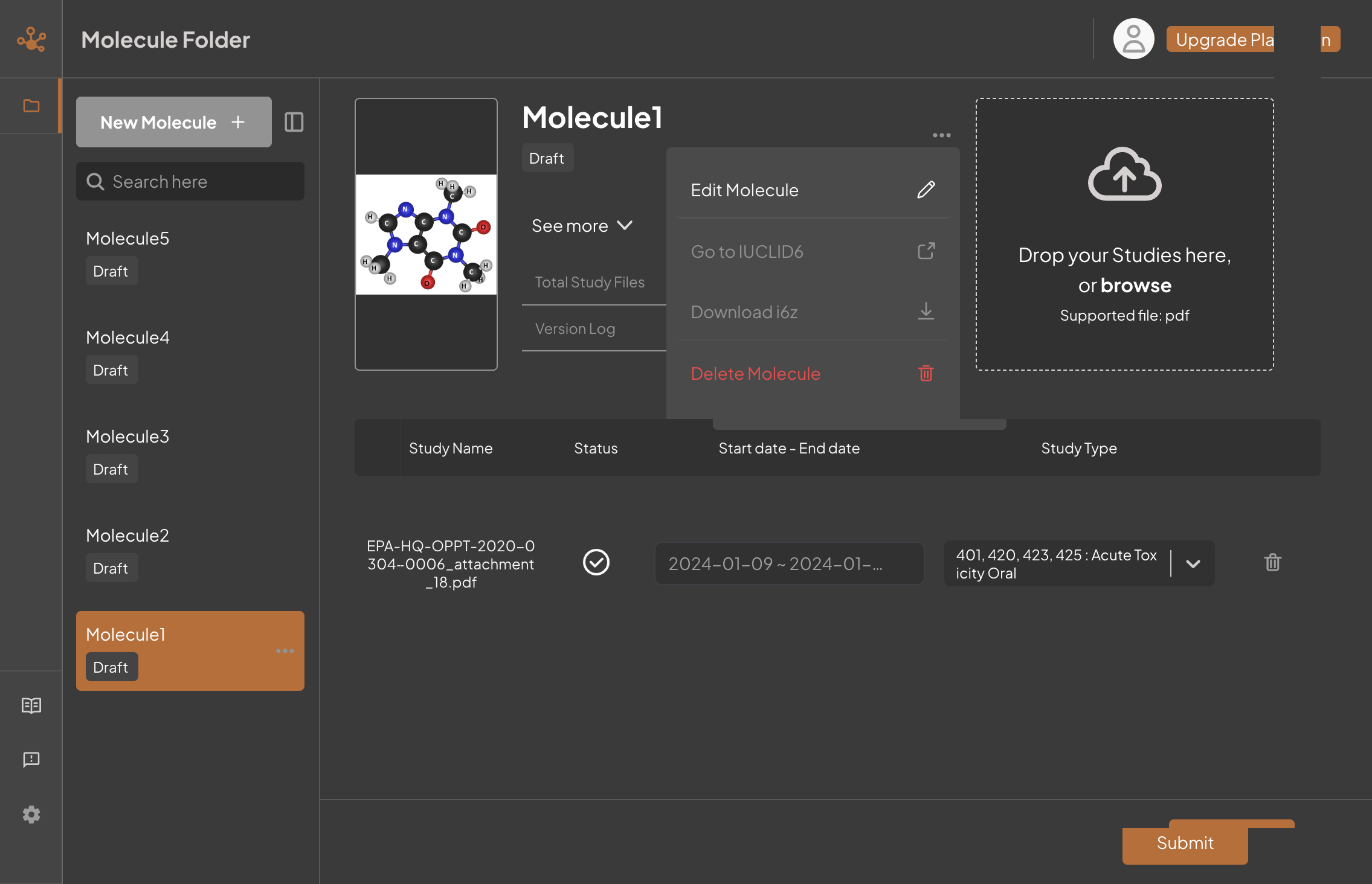 screenshot of editing molecule